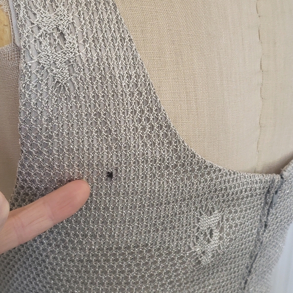 VINTAGE 90's Silver Crochet Lace Gown Dress SIZE 4 - Picture 16 of 17